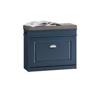 SoBuy Banco Zapatero con Asiento y Almacenaje - Puff Organizador con Solapas, Estrecho para Zapatero Recibidor Entrada, Recibidores de Entrada y Dormitorio, 60x24x52cm Azul FSR82-K-B