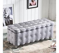 Banco zapatero tapizado con mechones de terciopelo y otomana de almacenamiento, banco de almacenamiento con botones de cristal de lujo, cómodo reposapiés multifunción para sala de estar y do