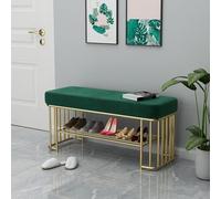 Banco Zapatero tapizado en Terciopelo, Banco Zapatero de Dos Niveles con Estante de Almacenamiento, Banco Moderno para el Final de la Cama para Dormitorio, Organizador de Zapatos para pasil