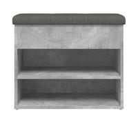 Banco zapatero ulises 2 estantes + asiento acolchado gris 50x62x32 cm