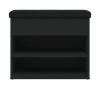 Banco zapatero ulises 2 estantes + asiento acolchado negro 50x62x32 cm