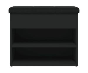 Banco zapatero ulises 2 estantes + asiento acolchado negro 50x62x32 cm