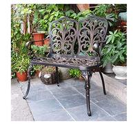 Bancos de jardín al aire libre, estilo retro, sofá de patio de doble asiento de aluminio fundido para parques, terrazas y patios, perfecto para conversaciones al aire libre