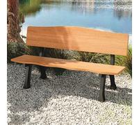 Bancos De Jardín,Banco De Madera For Exterior,Superficie Del Banco De Madera Maciza + Armazón De Hierro Fundido, No Teme Al Sol Ni A La Lluvia, Buen Rendimiento De Carga(Log,47.2IN_BACKREST)