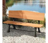 Bancos De Jardín,Banco De Madera For Exterior,Superficie Del Banco De Madera Maciza + Armazón De Hierro Fundido, No Teme Al Sol Ni A La Lluvia, Buen Rendimiento De Carga(Log,59.1IN_BACKREST)