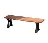 Bancos De Jardín,Banco De Madera For Exterior,Superficie Del Banco De Madera Maciza + Armazón De Hierro Fundido, No Teme Al Sol Ni A La Lluvia, Buen Rendimiento De Carga(Carbonized,47.2IN_BACKLESS)