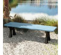 Bancos De Jardín,Banco De Madera For Exterior,Superficie Del Banco De Madera Maciza + Armazón De Hierro Fundido, No Teme Al Sol Ni A La Lluvia, Buen Rendimiento De Carga(Blue,47.2IN_BACKLESS)