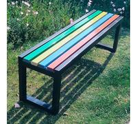 Bancos De Jardín, Banco De Picnic Exterior Sin Brazos Ni Respaldo, Estructura Metálica Colorida con Asiento De Madera, Bancos For Patio, Jardín, Entrada(B,47" L x 16" W x 18" H)