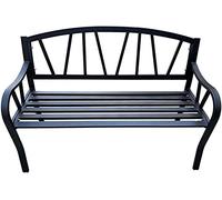 Bancos de jardín, bancos de jardín, bancos de parque, sofás para hablar al aire libre, banco de jardín de 2 plazas con respaldo, banco de jardín de metal negro con reposabrazos, banco de jardín
