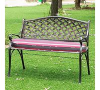 Bancos de jardín, bancos de jardín, sillas de parque, banco de metal en The Courtyard tiene respaldo, asiento para 2 personas, silla de salón de aluminio fundido a presión para balk (verde mate)