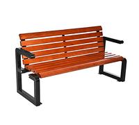 Bancos de jardín, bancos de madera para exteriores, bancos de parque resistentes con reposabrazos y respaldo, marco de metal, bancos de jardín de madera resistentes a la corrosión a la intemperie,