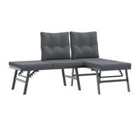 Bancos de jardín cojines 2 pzas acero recubrimiento polvo negro Sillón de exterior Tumbona Tumbona Duradera Patio Piscina Playa