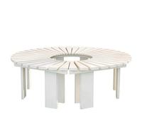 Bancos de muebles para exteriores con asiento envolvente para árbol asientos para jardín patio para todo tipo de clima banco curvo de madera semicircular para porche césped trasero(Blanco,Round)