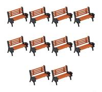 Bancos de parque en miniatura realistas, 10 piezas para diseños de tren a escala HO OO, múltiples proporciones, accesorios de paisaje de jardín con asientos naranjas y reposabrazos negros (1:75)
