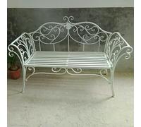 Bancos Grandes para Exteriores, Banco Planeador para Patio, Marco de Metal de Hierro Fundido, Silla de jardín, Taburete, Asiento para Sendero para Caminar(White)