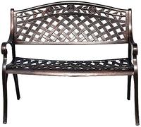 Bancs d'exté- Banc de Parc d'extérieur, Banc de Jardin de terrasse de 39 pouces, Banc d'exté-à Double siège en métal Avec accoudoirs et dossier, Chaise Longue de Cour Avec Cadre en fon