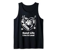 Band Life Live and Loud Músico Corazón Diseño Camiseta sin Mangas