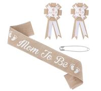 Banda Baby Shower Set, Banda Mom to Be Broche para Futuro Papá Ramillete Regalo Revelar el Género Decoración Baby Shower Accesorios Fotos para Futuros Padres (Marrón)