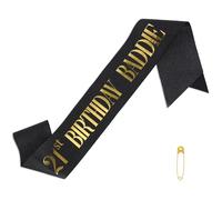 Banda Baddie para 21 Cumpleaños, Banda Cumpleaños Brillante con Letras Metalizadas para Mujeres Hombres Recuerdos Fiesta 21 Años y Accesorios Decoración Divertidos Baddie (Dorado)