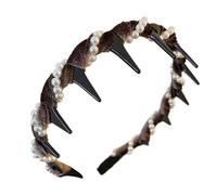 Banda de banda de perlas, diadema con cuentas | Bandones de pelo de onda - Bandones de dientes de perlas Bandones de pelo accesorios de aro para mujeres casadas para niñas para cumpleaños