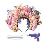 Banda de cabello floral, diadema de la corona de flores,Hoop de cabello de la corona floral - Tocado de moda, tocado de disfraces, accesorios de fotos para el evento de graduación de damas reunidos de