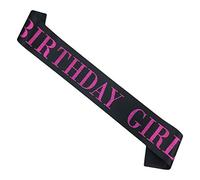 Banda de cumpleaños para niña, banda negra satinada con purpurina, decoración de fiesta de princesa de feliz cumpleaños, suministros de fiesta de cumpleaños para mujer, 16, 18, 21, 30, 40, 50 o