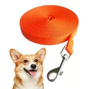 Banda de entrenamiento de nailon para perros, negro y naranja, entrenamiento y rueda libre para perros pequeños y medianos, resistente correa de entrenamiento, patio trasero, senderismo, camping, 10 m