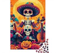 Banda de Esqueletos Mexicana Puzzle de 1000 Piezas Papel para Adultos Escena Festiva Puzzle para Toda la Familia Decoración Relajación Regalo 52x38cm/1000pcs