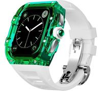 Banda de fluoración de caja de reloj transparente, para la serie 8 7 6 5 4 SE 44 mm 45 mm ， Clear Watch Case Sport Straps Breats Claps Accesorios de reemplazo