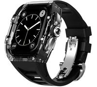 Banda de fluoración de caja de reloj transparente, para la serie 8 7 6 5 4 SE 44 mm 45 mm ， Clear Watch Case Sport Straps Breats Claps Accesorios de reemplazo