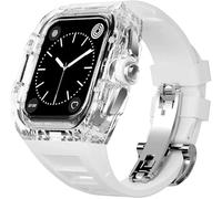 Banda de fluoración de caja de reloj transparente, para la serie 8 7 6 5 4 SE 44 mm 45 mm ， Clear Watch Case Sport Straps Breats Claps Accesorios de reemplazo