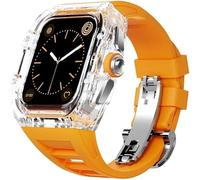 Banda de fluoración de caja de reloj transparente, para la serie 8 7 6 5 4 SE 44 mm 45 mm ， Clear Watch Case Sport Straps Breats Claps Accesorios de reemplazo