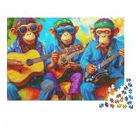 Banda de Monos Coloridos Puzzle de 1000 Piezas Papel para Adultos Escena Musical Divertida Puzzle para Toda la Familia Relajación Decoración Regalo 70x50cm/1000pcs