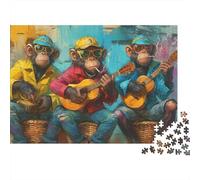 Banda de Monos Puzzle de 1000 Piezas Papel para Adultos Escena Musical Puzzle para Toda la Familia Relajación Decoración Hogar 52x38cm/1000pcs