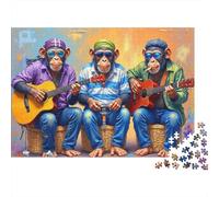 Banda de Músicos Chimpancés Rompecabezas 1000 Piezas Cartón Resistente para Adultos Y Niños 12+ Antiestrés Decoración De Pared Relax Máximo para Tiempo Familiar 52x38cm/1000pcs