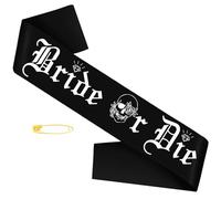 Banda de novia o troquel, negro con texto en inglés "Till Death Do Us", divertida banda de despedida de soltera para despedida de soltera, despedida de soltera, Halloween, boda, compromiso, decoración