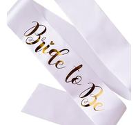 Banda de novia para ser color blanco con estampado dorado, accesorio para despedida de soltera, ajustable, 1,7 m o tamaño grande 2,1 m