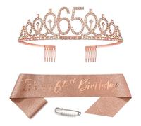 Banda de oro rosa para cumpleaños número 65 para mujer, cumpleaños, princesa, corona, reina, tiara de cumpleaños, diadema de cumpleaños, banda de reina, decoración de feliz cumpleaños para mujeres,