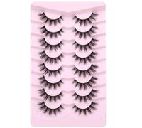 Banda de pestañas invisible de aspecto natural falso ojo de gato de 15 mm, tira de rizo en D ruso que parece extensiones de pestañas, paquete de 8 pares