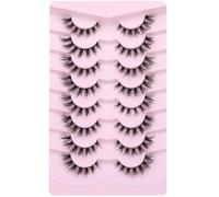 Banda de pestañas invisible de aspecto natural falso ojo de gato de 15 mm, tira de rizo en D ruso que parece extensiones de pestañas, paquete de 8 pares