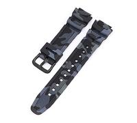 Banda de reloj de 18 mm AQ-S810W AE-1000W AE-1200/1300 SGW-300 Strap Men Camuflage Silicona Accesorios de pulsera de muñeca de goma adecuada para la correa de reloj Casio (color: negro de color