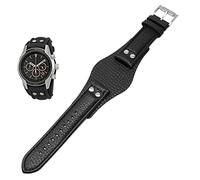 Banda de reloj de cuero genuina para fósil CH2592 CH2564 CH2565 CH2891CH3051 Muñeco de 22 mm Correa de bandeja para hombres con estilo de remaches (color: marrón negro, tamaño: 22 mm)