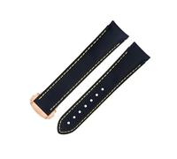 Banda de reloj de extremo curvado de 20 mm para correa omega AT150 300 Planeta Ocean de Ville Black Yellow Line High Density Nylon Cow Watchs Watchs