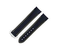 Banda de reloj de extremo curvado de 20 mm para correa omega AT150 300 Planeta Ocean de Ville Black Yellow Line High Density Nylon Cow Watchs Watchs