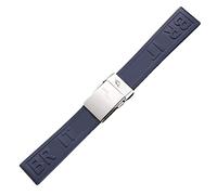 Banda de reloj de silicona de goma 22 mm de 24 mm Bandas para la correa de hebilla plegable de Avenger Breitling Navitimer (color: negro, tamaño: 22 mm)