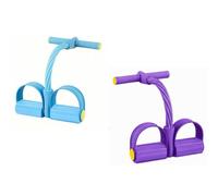 Banda de Resistencia con Pedales Banda de Resistencia de Pedal de 6 Tubos, 2 uds., con Mango, Entrenador Abdominal Unisex for el hogar, Oficina, Fitness al Aire Libre(Blue+Purple)