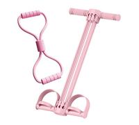 Banda de resistencia de pedal, cuerda de tensión elástica multifunción, ejercitador de sentadillas con asas de espuma, equipo de gimnasio en casa de cuerpo completo para tonificación abdominal (rosa