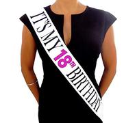 Banda de Satén Blanco Brillante It’s My 18th Birthday (Es mi Cumpleaños Número 18) - Artículos para Fiesta de Feliz Cumpleaños, Ideas y Material para Decorar - Cumpleaños Divertidos