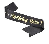Banda de satén para cumpleaños, banda negra y dorada, banda de cumpleaños con purpurina para cumpleaños de niña, banda It's My Birthday Bitches, suministros de fiesta de cumpleaños para mujeres,