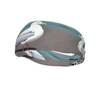 Banda de sudor decorativa de moda QQOUPP con estampado de gaviota elástica que absorbe la humedad, adecuada para ciclismo, yoga, correr